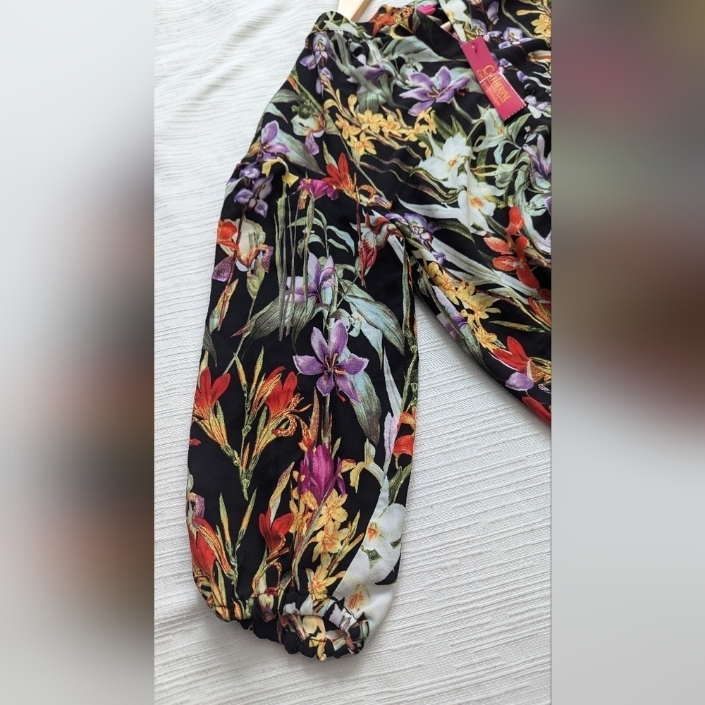 NWT Catherine Malandrino Women’s Multicolor Floral Blouse Sz XS - Picture 7 of 13